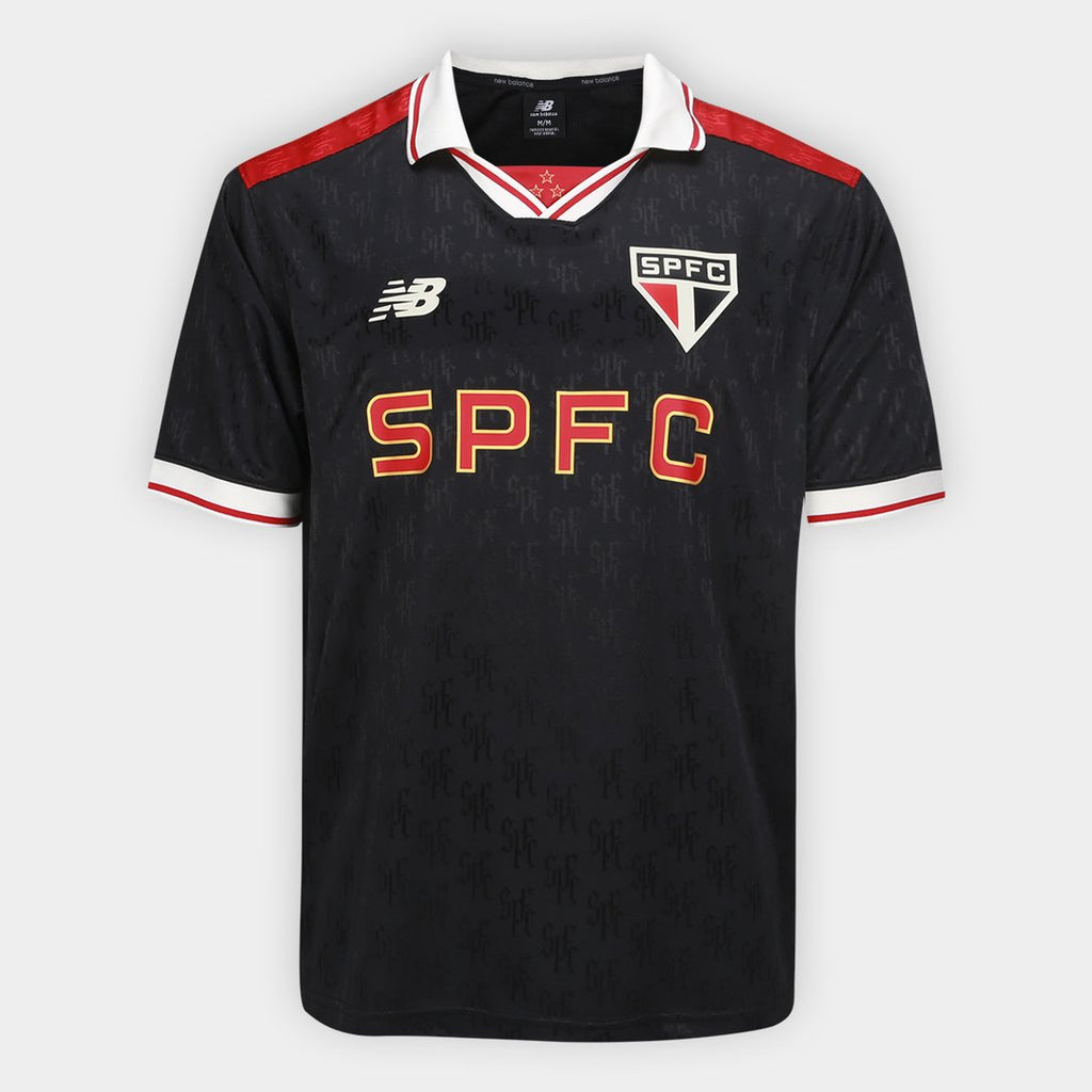 Camisa São Paulo Torcedor Preto e Off White Masculina
