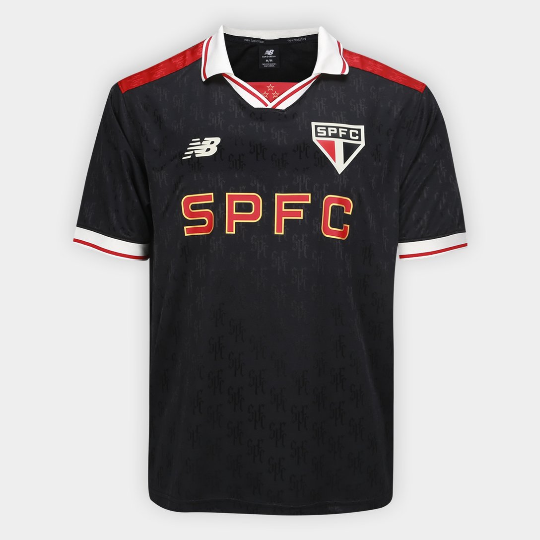 Camisa São Paulo Torcedor Preto e Off White Masculina