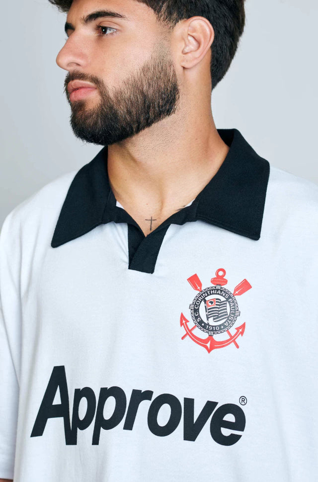 Camisa Oversized Polo Approve X Corinthians Basic Branca