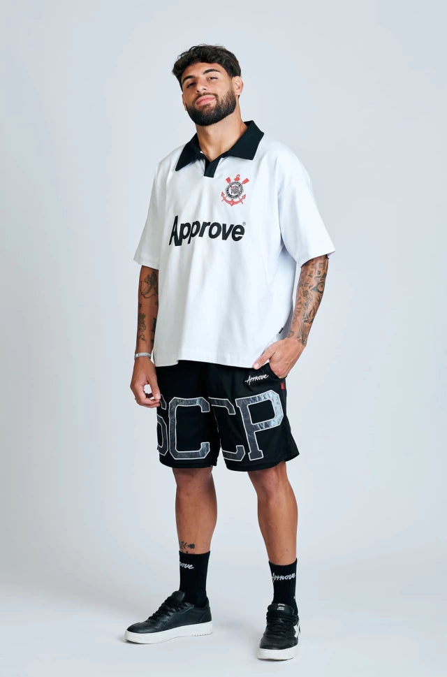 Camisa Oversized Polo Approve X Corinthians Basic Branca