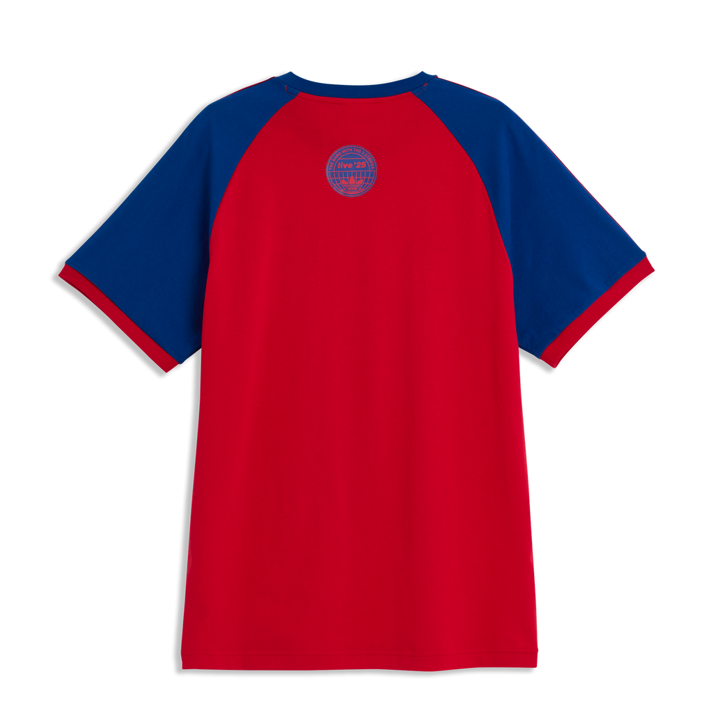Camisa Oasis Adidas 3 Stripes Escarlate e Azul Royal