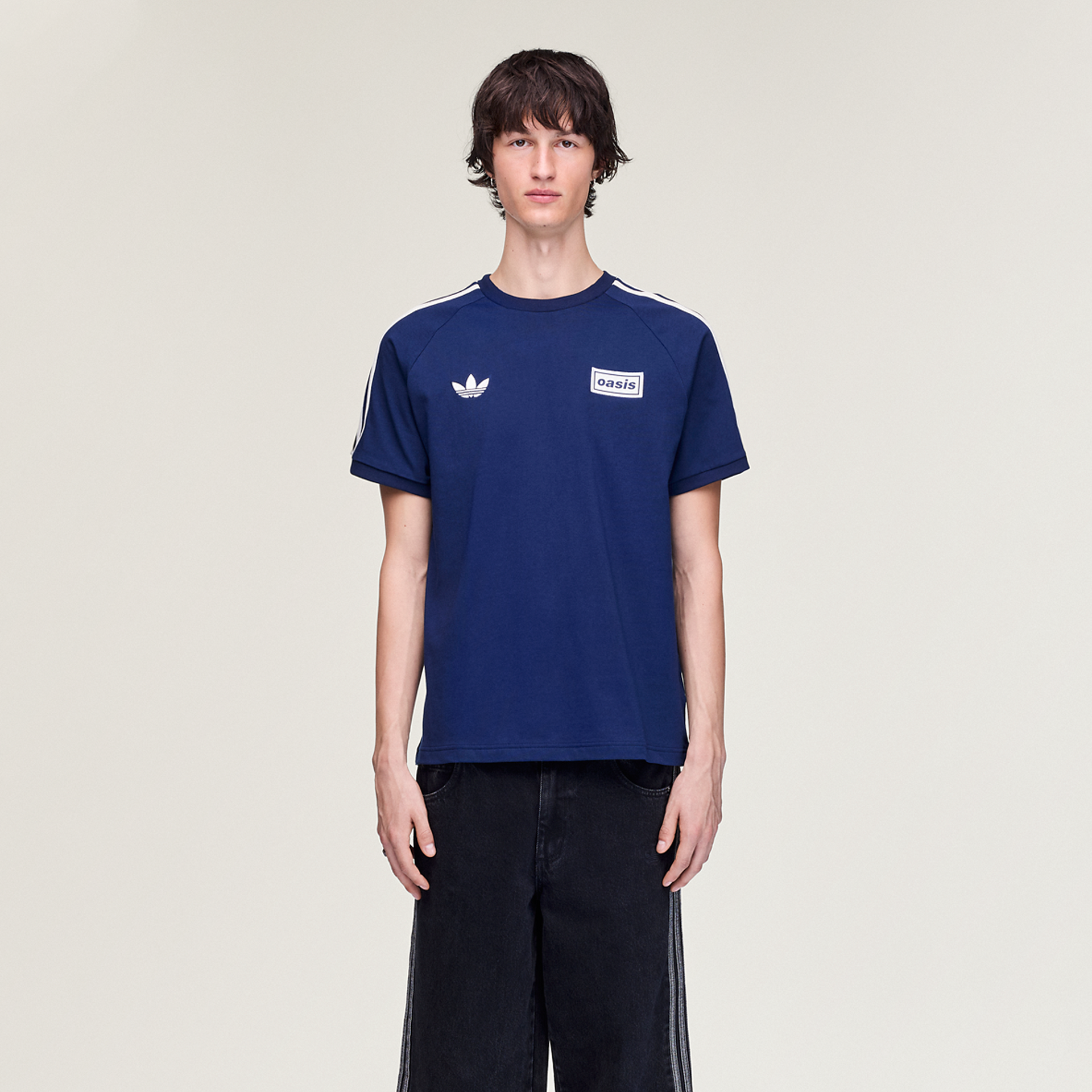 Camisa Oasis Adidas 3 Stripes Indigo Noturno e Creme