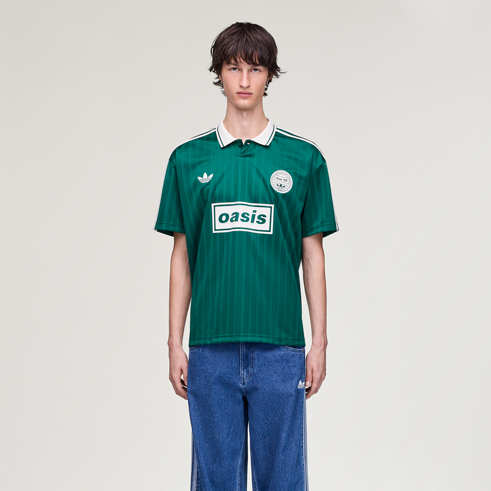 Camisa Oasis Live '25 X Adidas Verde e Creme
