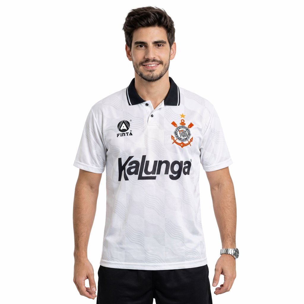 Camisa Retrô Finta Corinthians 1992 Kalunga 1992 Masculina