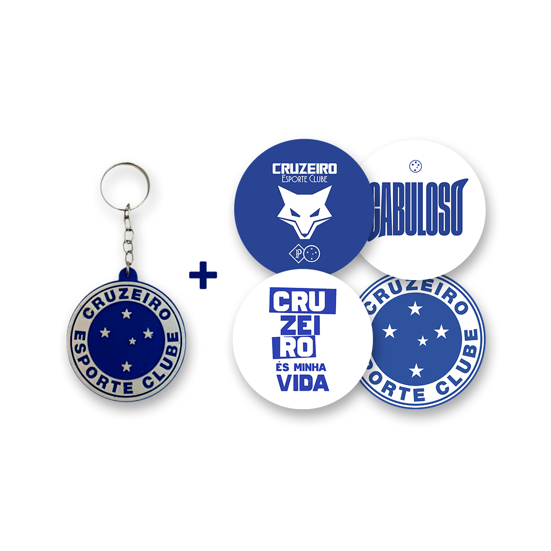 Conjunto Kit Chaveiro + Adesivos Cruzeiro Masculino