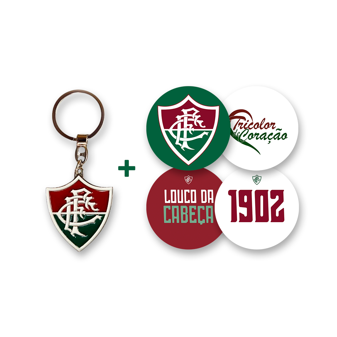 Conjunto Kit Chaveiro + Adesivos Fluminense Masculino