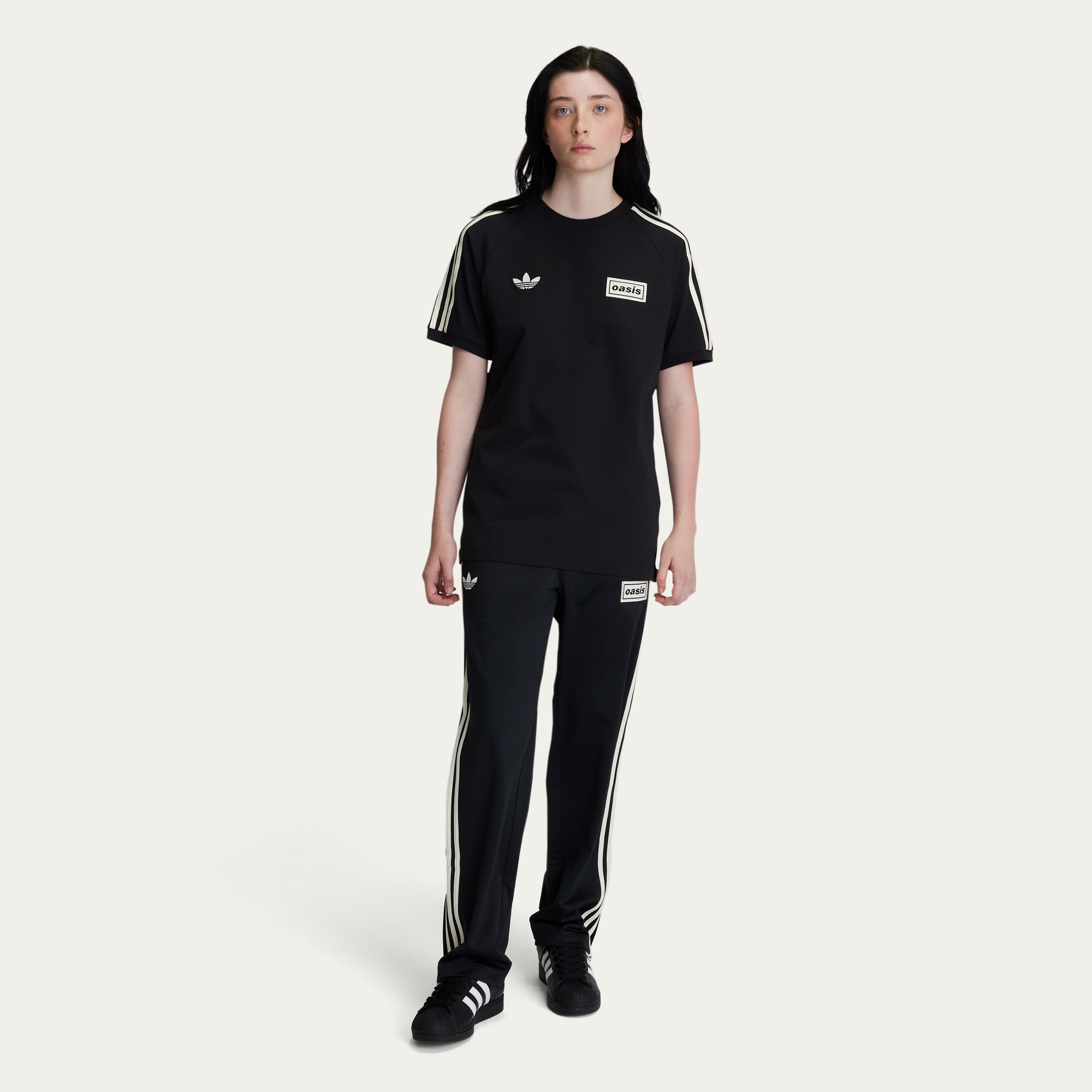 Camisa Oasis Adidas 3 Stripes Preto e Creme