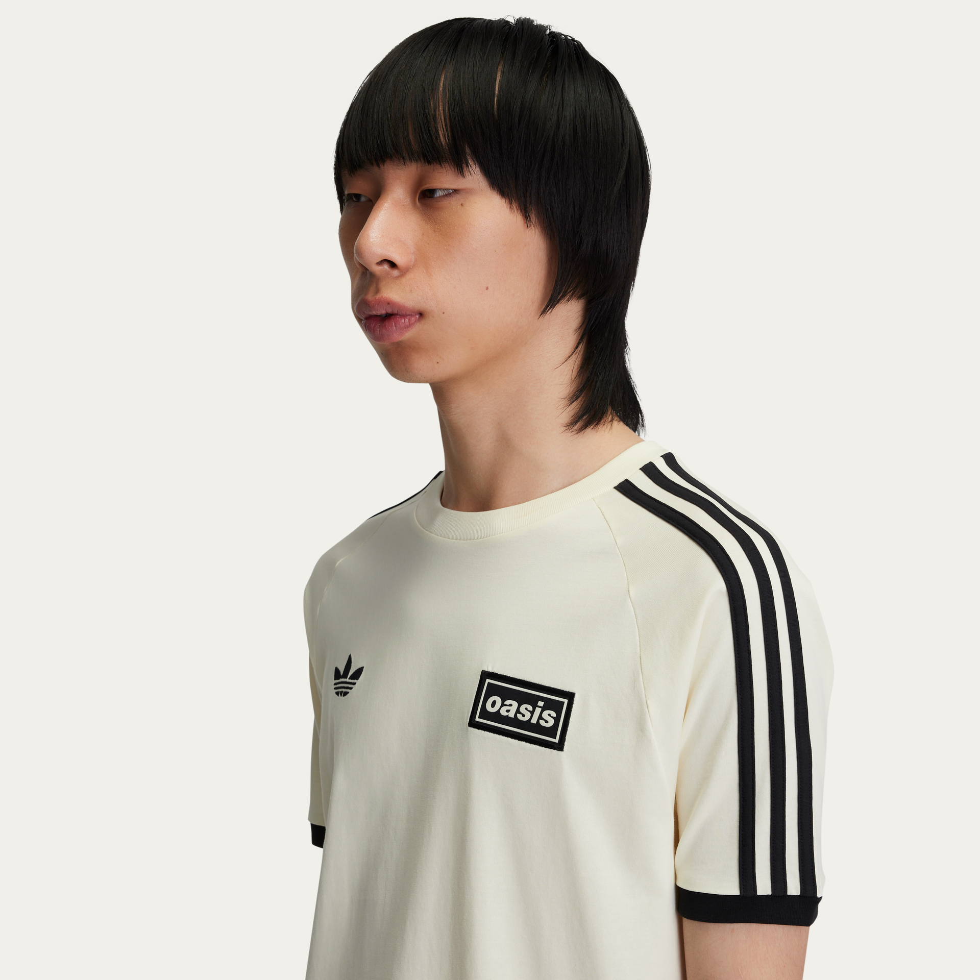 Camisa Oasis Adidas 3 Stripes Preto e Creme